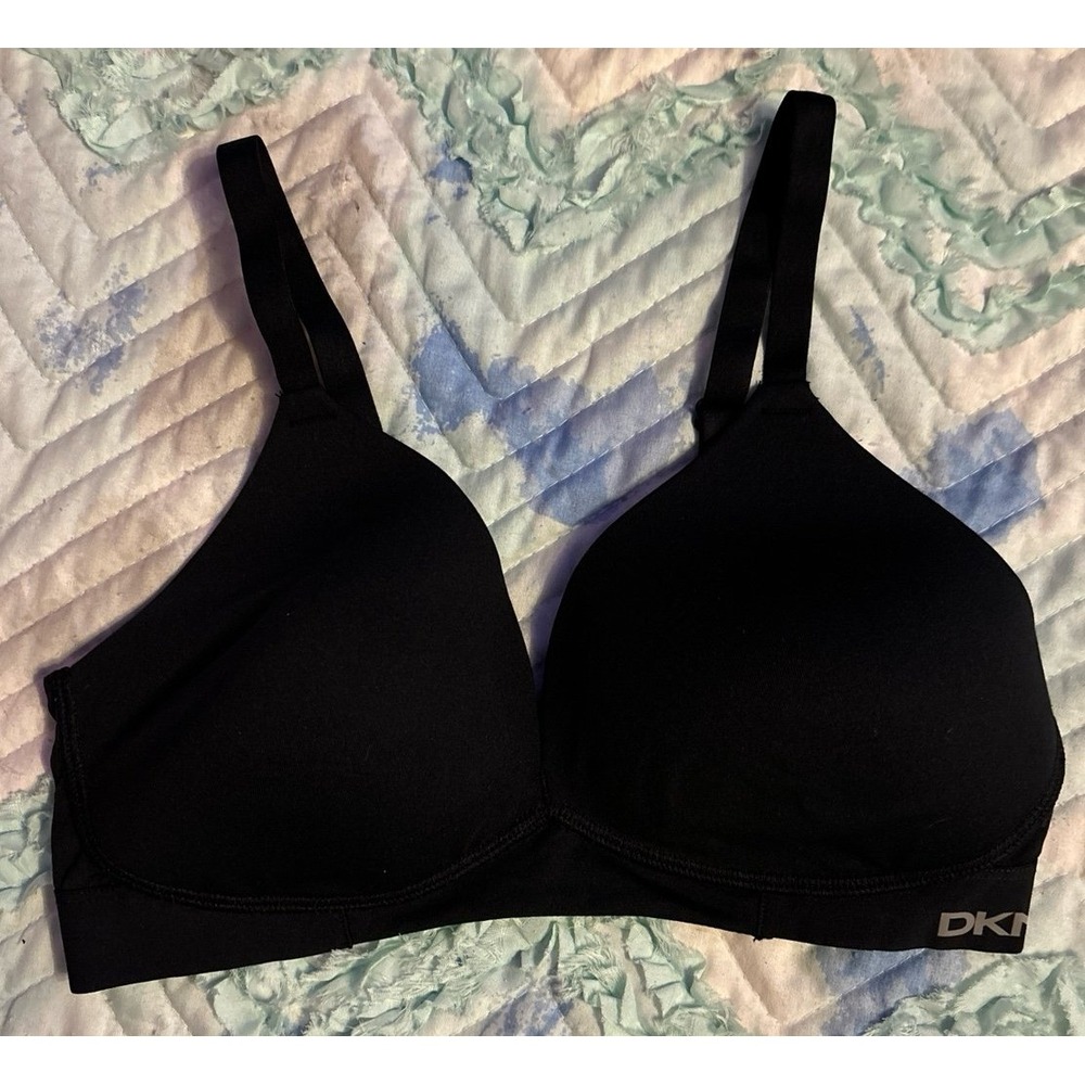 DKNY Women's Black Wirefree Lightly Lined Comfort Bralette, Small